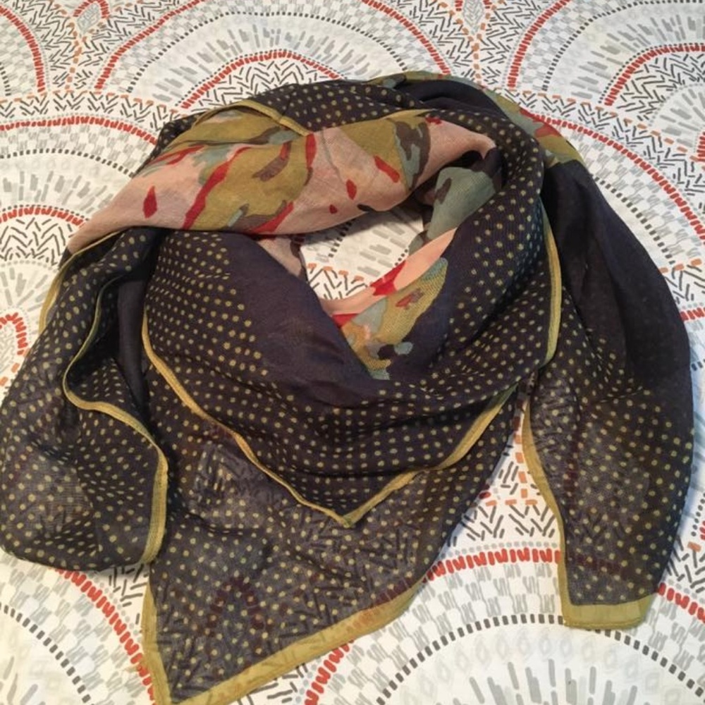 Blue & Green Floral Scarf