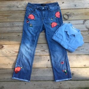Patchwork Embellished Cropped Distressed Jean Patchwork Embellished Cropped Distressed Jean