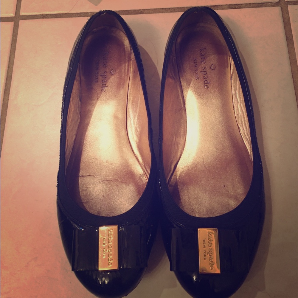Kate spade patent leather flats w bow. Sz 8.