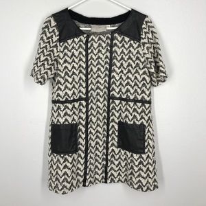 Anthropologie Postmark black white tunic top MP