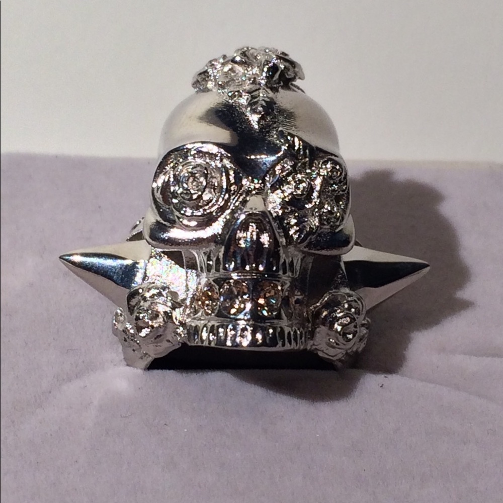 Alexander McQueen Skull Ring with Roses and Spikes