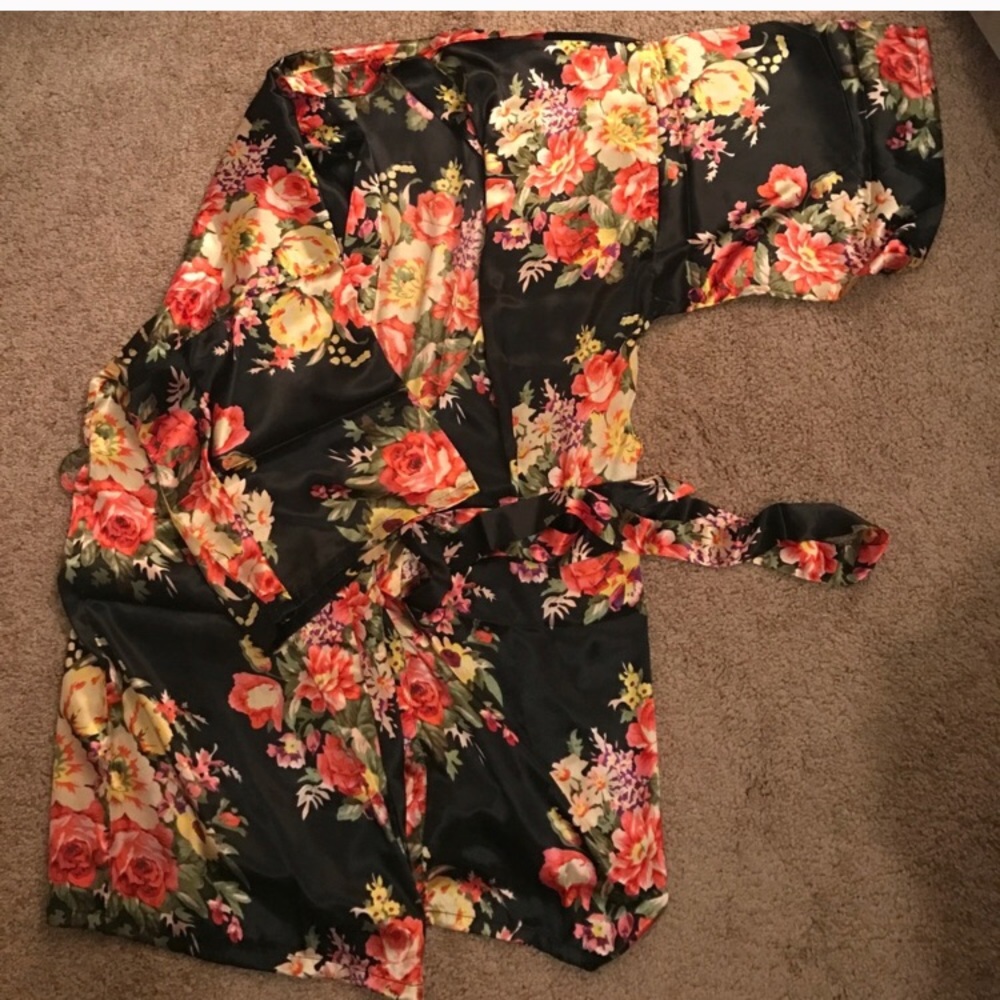 Black silk bridesmaid robes