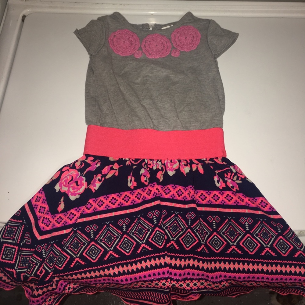 Girls Dress, cute flowers and a boho skirt