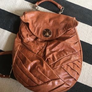 Beautiful leather pleated backpack
