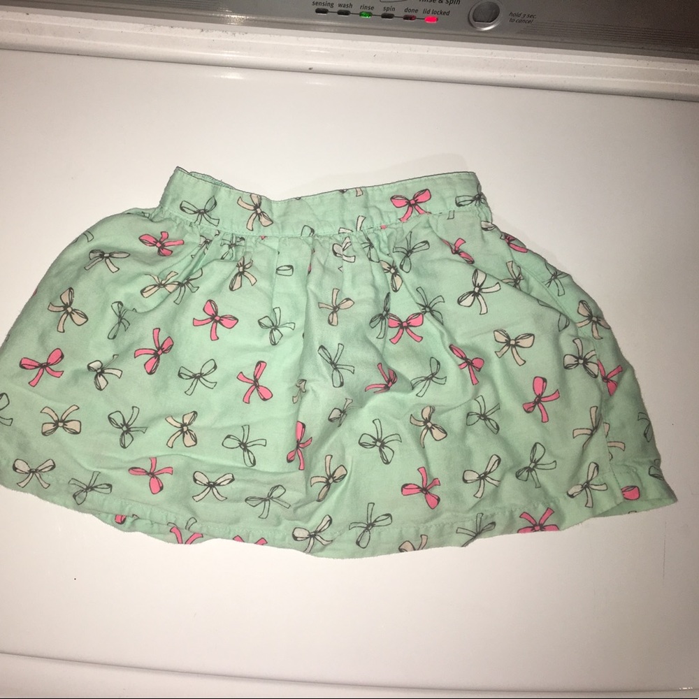 CARTER'S mint green linen skirt! Bow Print