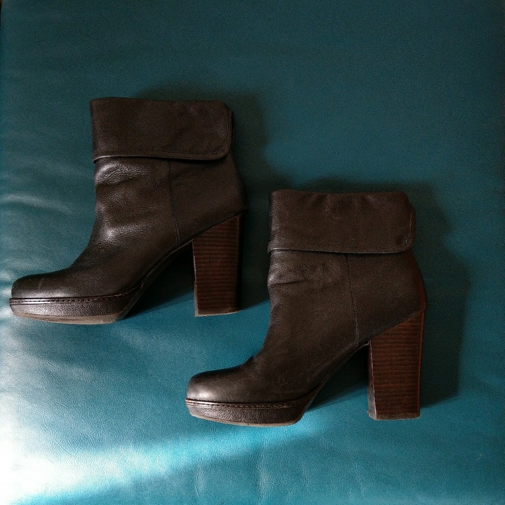 Black Leather Ankle Booties