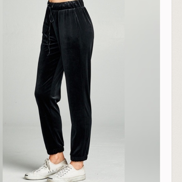 Black Velvet Joggers - Picture 2 of 3