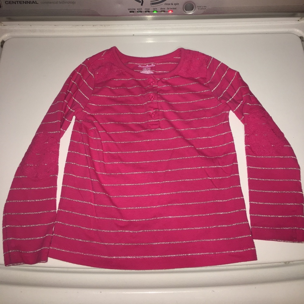 GARNIMALS Striped top, pink & silver, Lace!