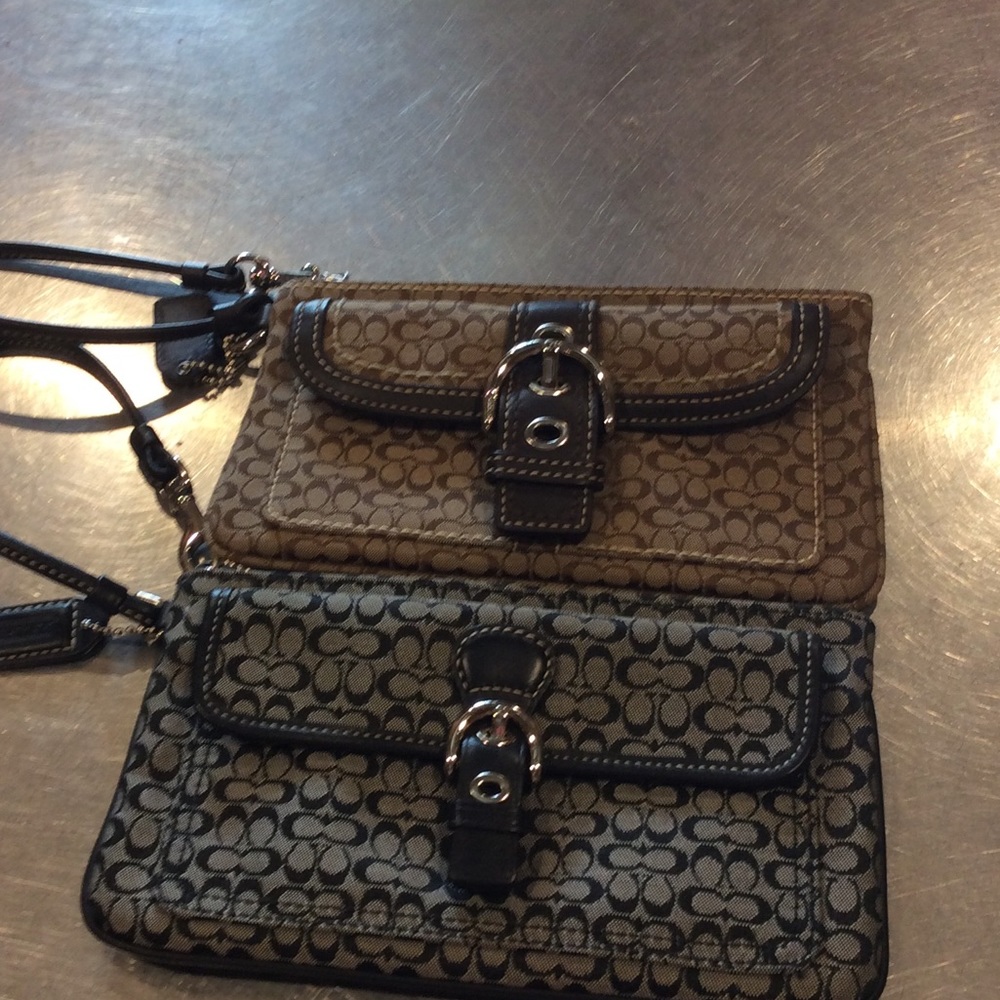 2 Coach wristlets - brown and black.