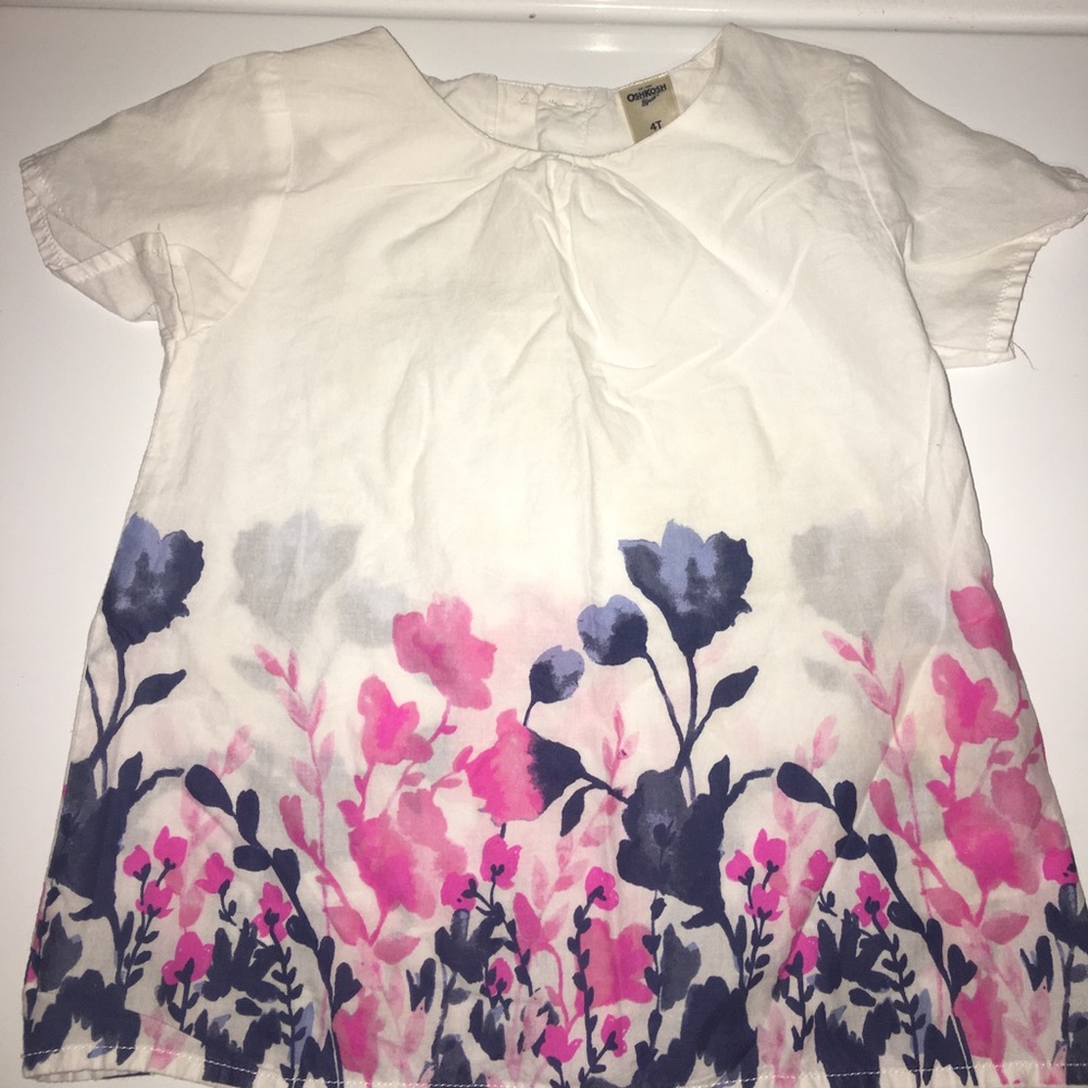 OSHKOSH LINEN FLORAL TOP BUTTON DOWN BACK