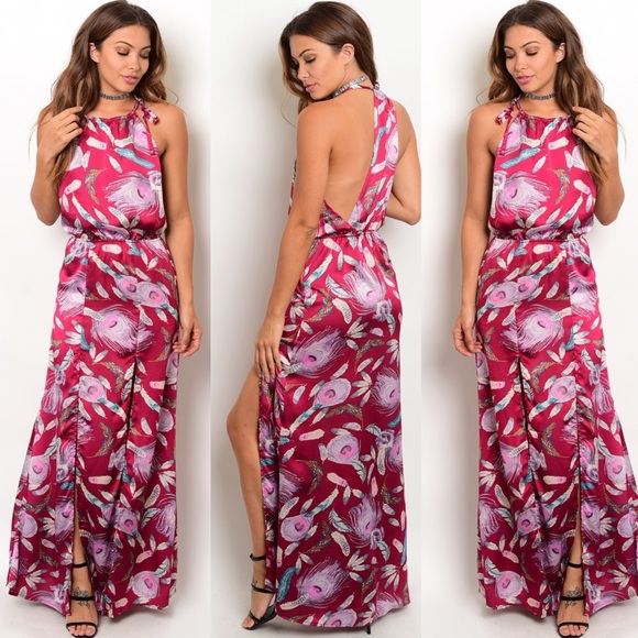 Lola Magenta Floral Maxi Dress - Picture 3 of 4