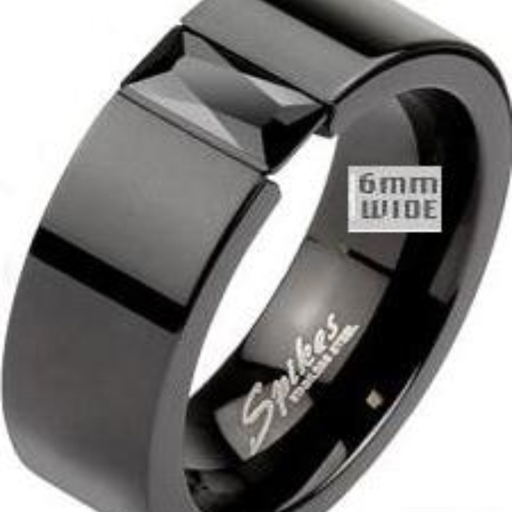 New 6mm Unisex Black Cz Wedding Band Ring