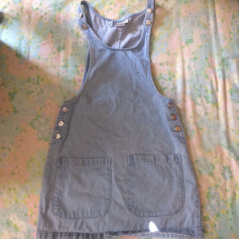 Vintage denim overalls dress
