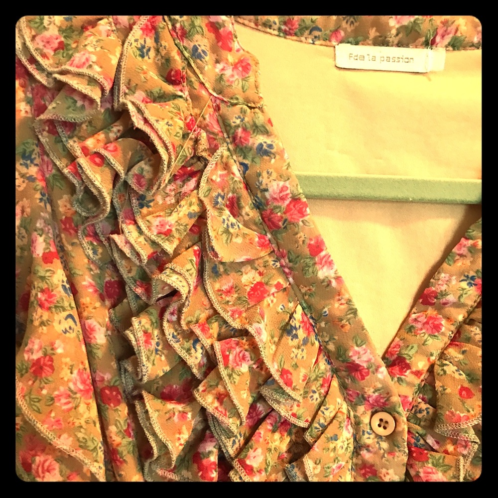 French Floral Dress with Belt