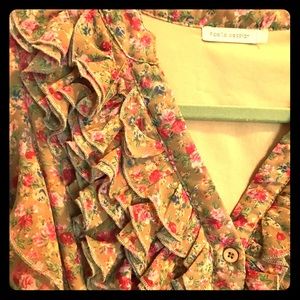 French Floral Dress with Belt