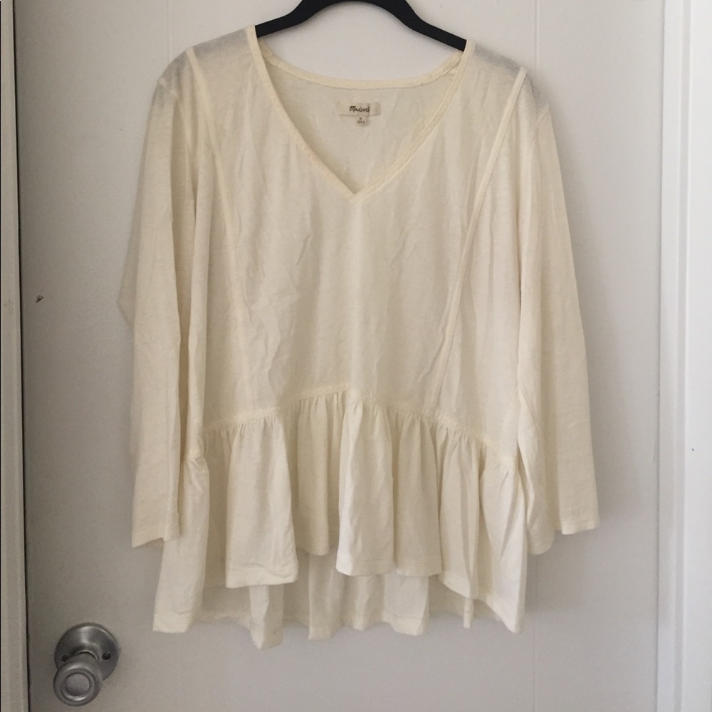 White boho peplum blouse