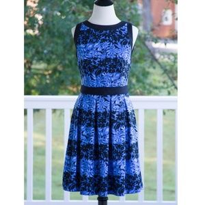 Blue and Black Elle Dress Size 6; Like New!