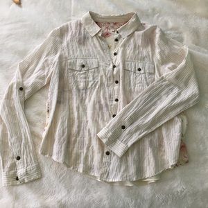 Free People patterned back button down y2k