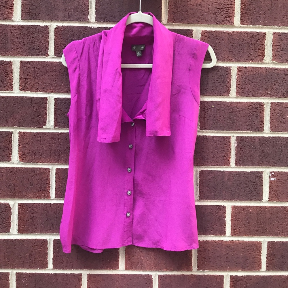 Anthropologie fuchsia crepe silk top