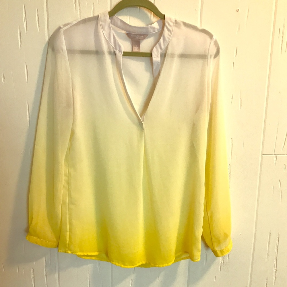 Banana Republic Yellow Ombré Sheer Blouse