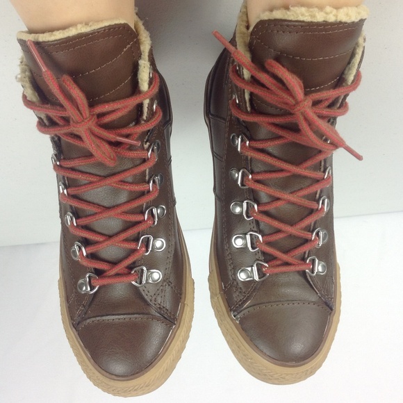 Converse Shoes - Brown Red Leather High Top Converse Sneakers SZ 8M