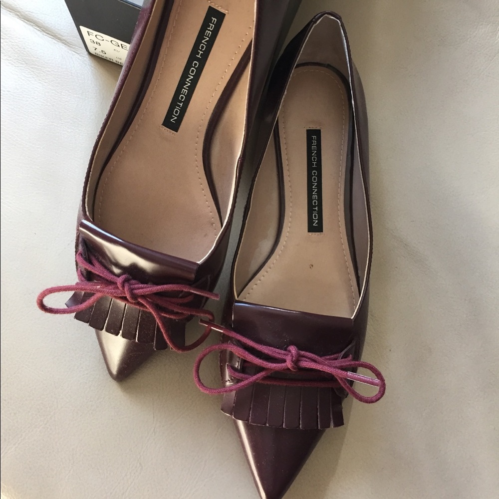 French Connection Geneva Burgundy Flats