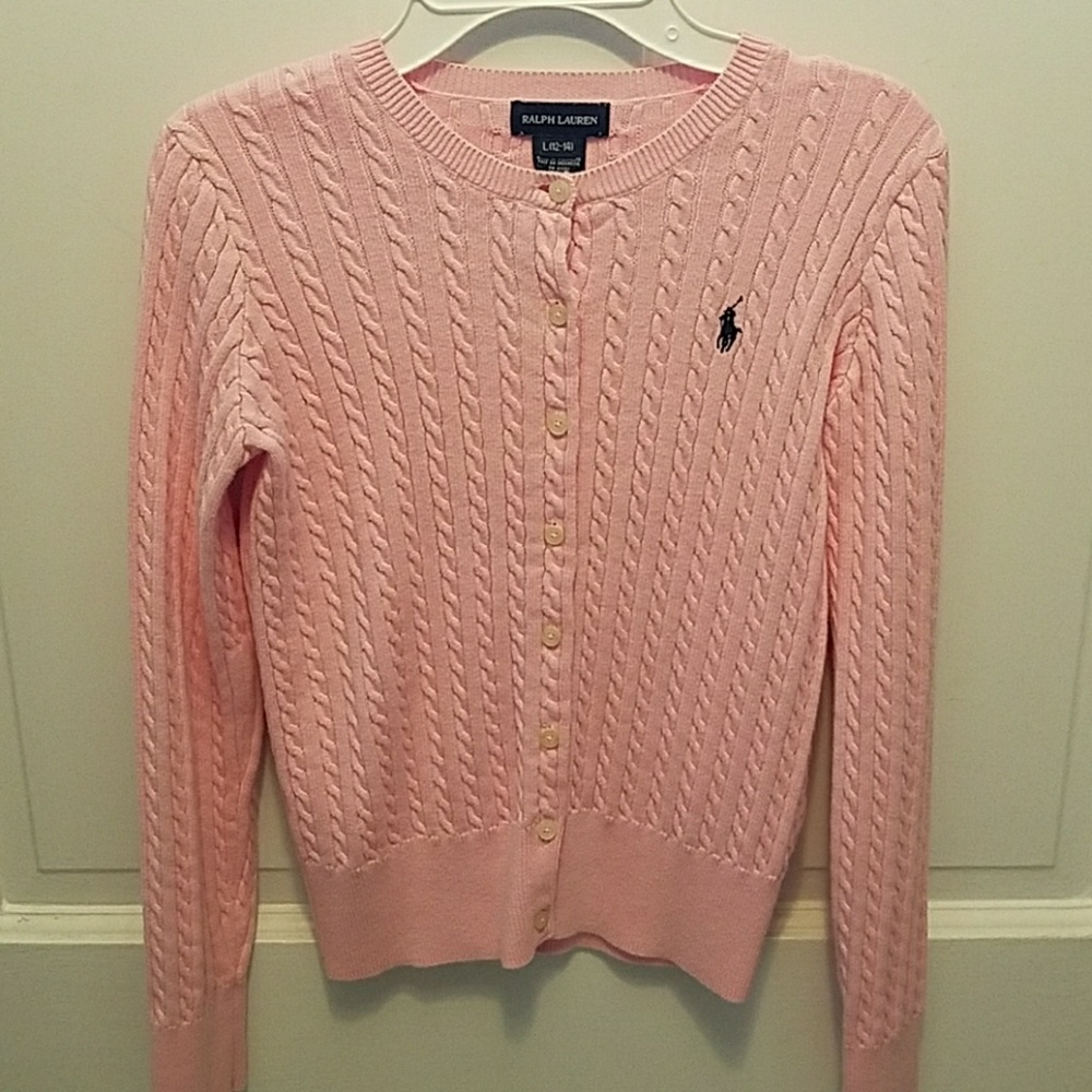 Ralph Lauren Girls Pink Sweater Size L 12-14