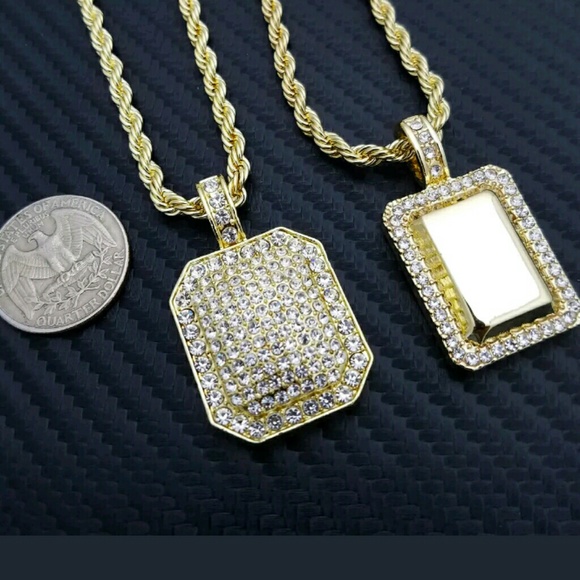 14K GOLD PLATED ICED OUT WATCH CHAINS COMBO - Picture 2 of 2