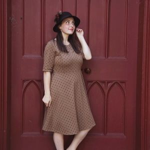 Lands End Brown Polka dot dress