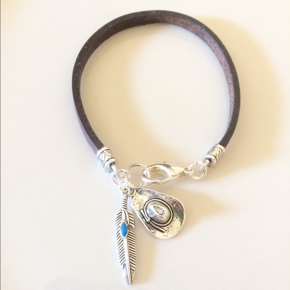 Leather charm bracelet