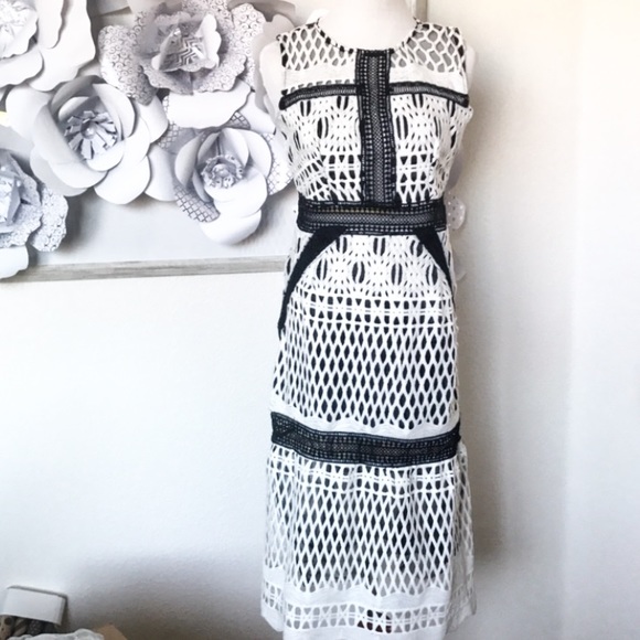 Contrast Lace Monochrome Dress - Picture 2 of 2