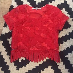 Lover and friends red lace crop top