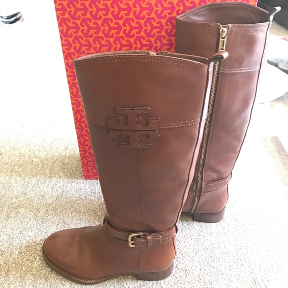 Tory Burch Riding Boot-Veg Leather Sienna size 6