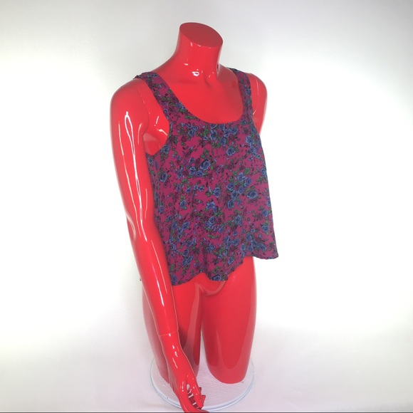 🔻2 for $10🔻Mimi Chica High Low Floral Tank - Picture 3 of 8
