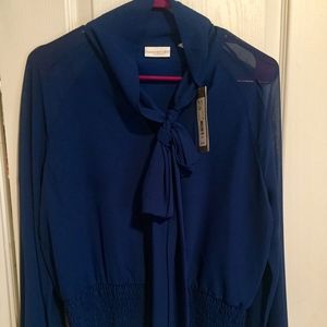 New York & Company Eva Mendes Blue Blouse