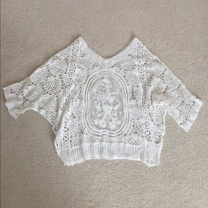 V-Neck Crochet Lace Swim Suit Cover Up