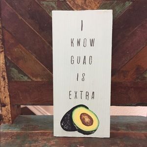 Funny hand painted wooden wall art, guacamole