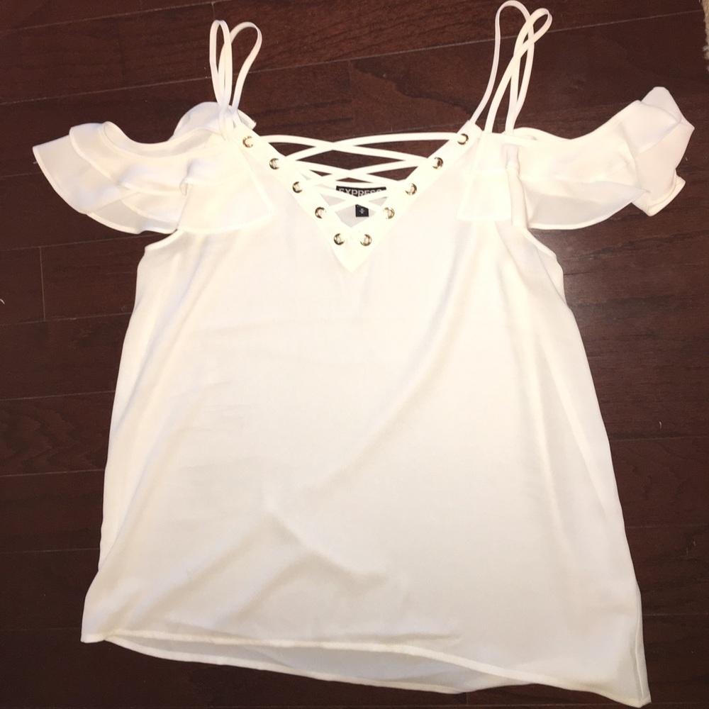 NEW Express Lace-Up Cold Shoulder Cami