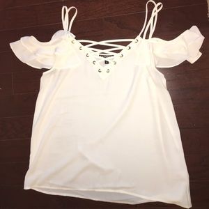 NEW Express Lace-Up Cold Shoulder Cami