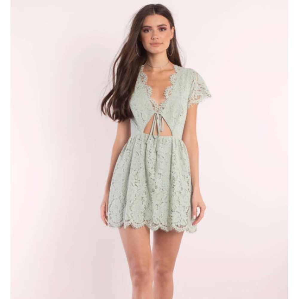 Tobi Front Tie Lace Skater Dress