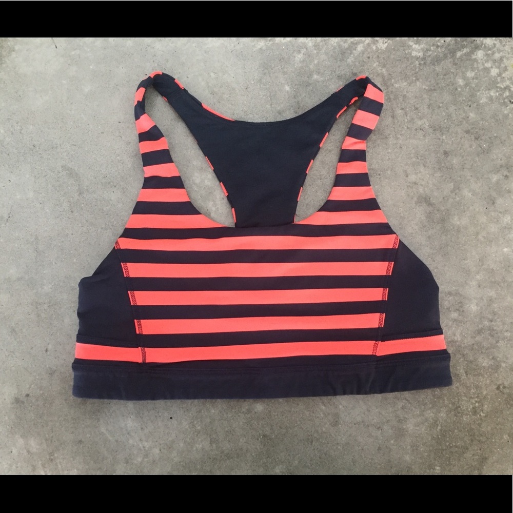 Lululemon Size 4 Orange & Blue Striped Sports Bra