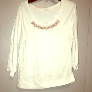 White L8ter Long Sleeve Top with jewels