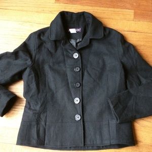 J.G.Hook black wool fitted jacket coat 8 petite