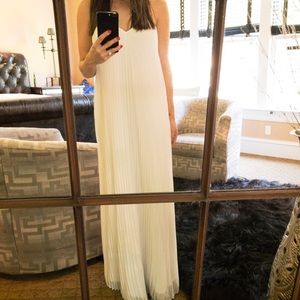 EXPRESS White Pleated Maxi Dress, XS
