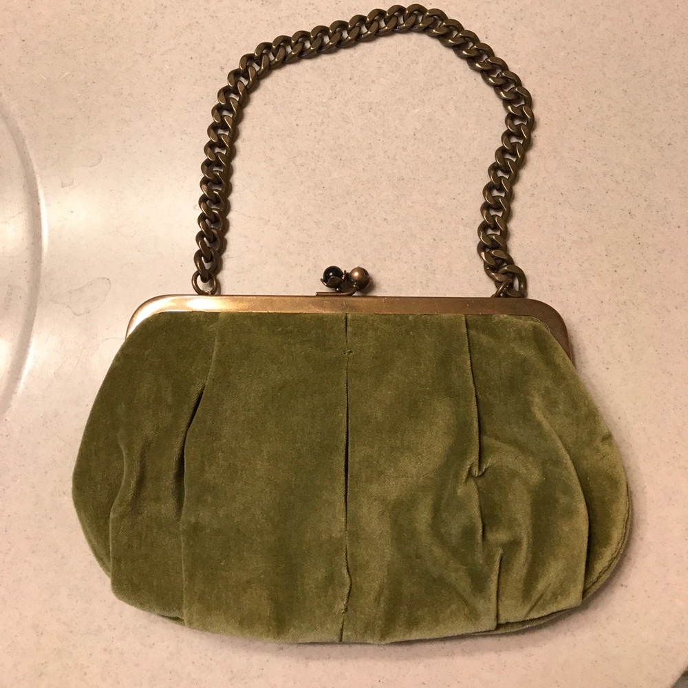 J. Crew Green Velvet Evening Bag.