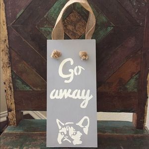 Funny hand painted wood door hanger, grumpy cat