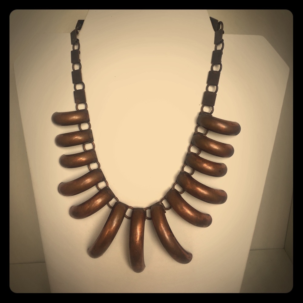 Bronze brush metal necklace