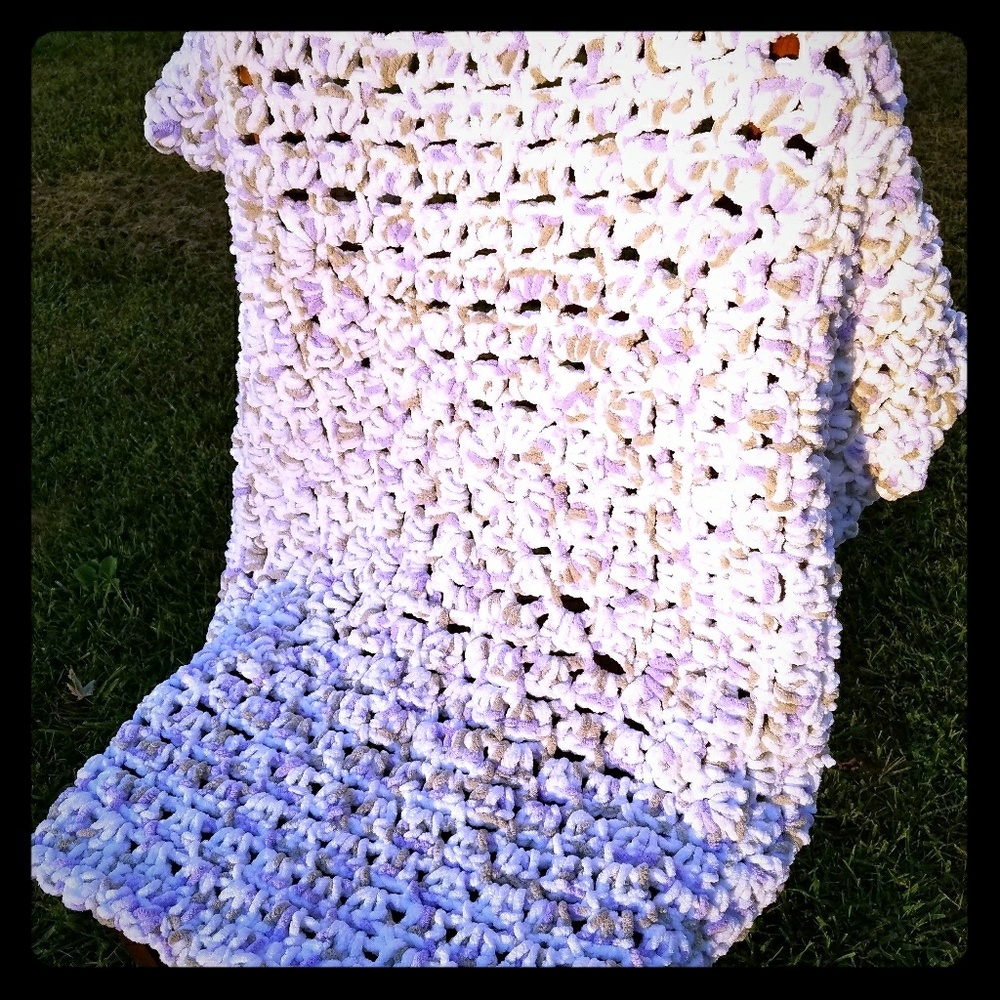Handmade Crocheted Bernat Baby Afghan Blanket