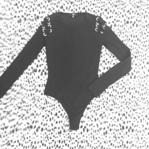 Missguided Bodysuit with Sick Lace-Up Shoulders