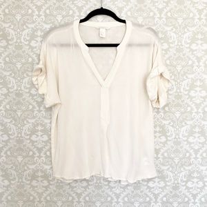 H&M white drapey blouse